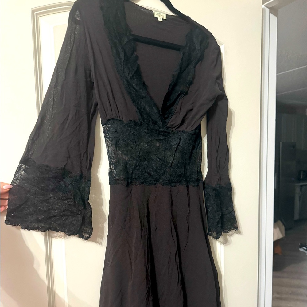 Black v neck dress with lace detail. Excellent condition, just needs steaming